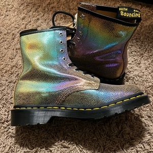 Dr. Martens 1460 Rainbow Ray Leather Lace Up Combat Boots Size US Women’…